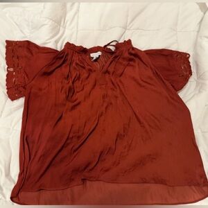 Cupcakes & Cashmere Terracotta Off-Shoulder Top